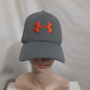 Under Armour Classic Fit Blitzing Hat Men Size M/L Gray Orange Logo